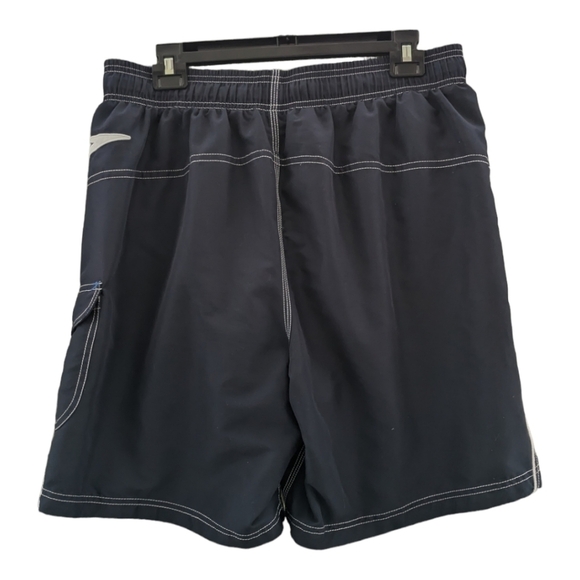 Speedo Black with blue & white accents Board Shorts with liner size large EUC - Picture 3 of 4